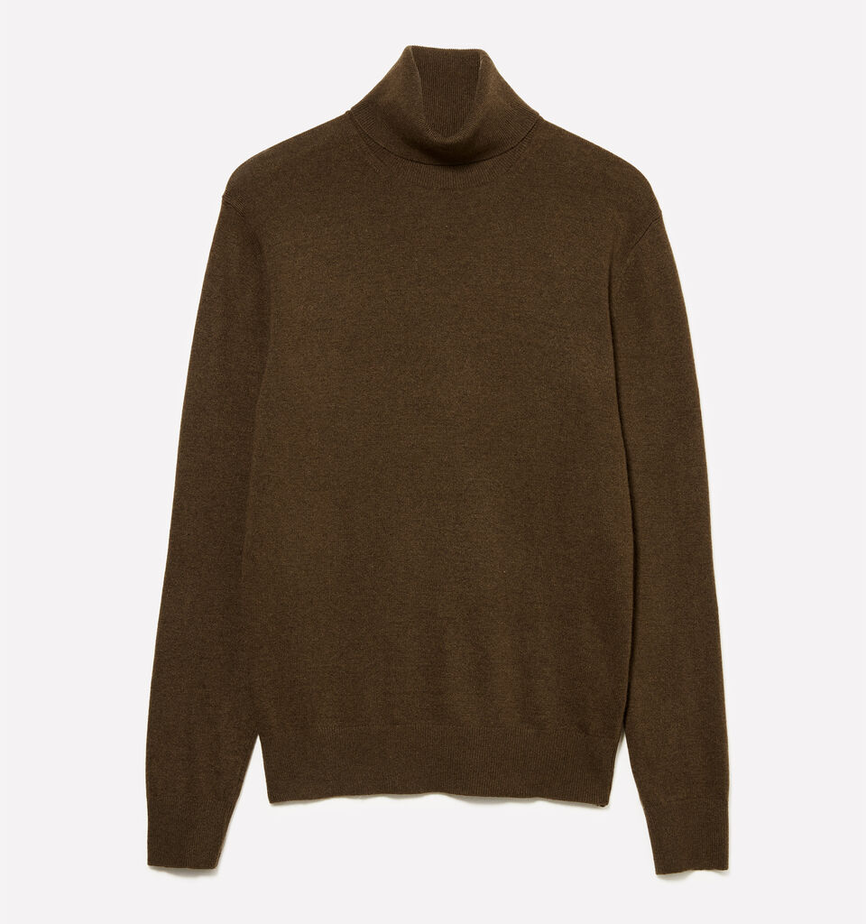 Brown regular fit sweater with high neck - men's high neck sweaters - Brown | Sisley image number 1